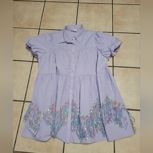 Fantastic Fawn Lilac Fringe Kids Dress